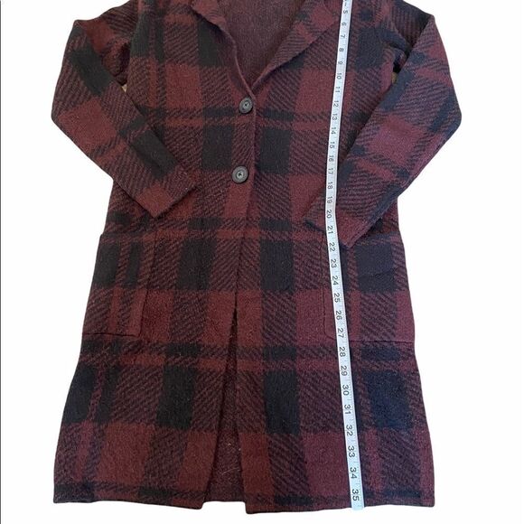 DEX Burgundy&Black Plaid Light Button Up Jacket XS - Picture 5 of 7
